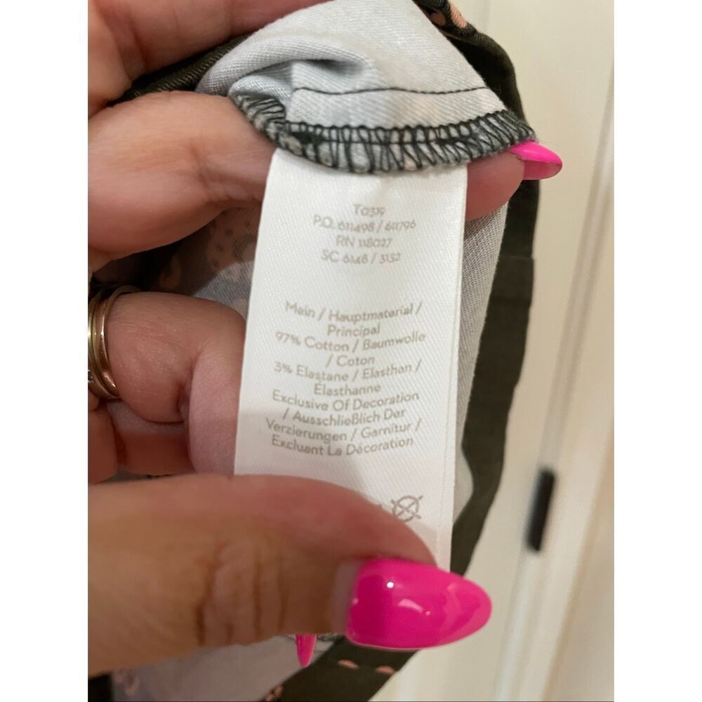 Boden Verity Embroidered Skirt in olive green w/ whimsy pink floral pattern 2R - Picture 4 of 7